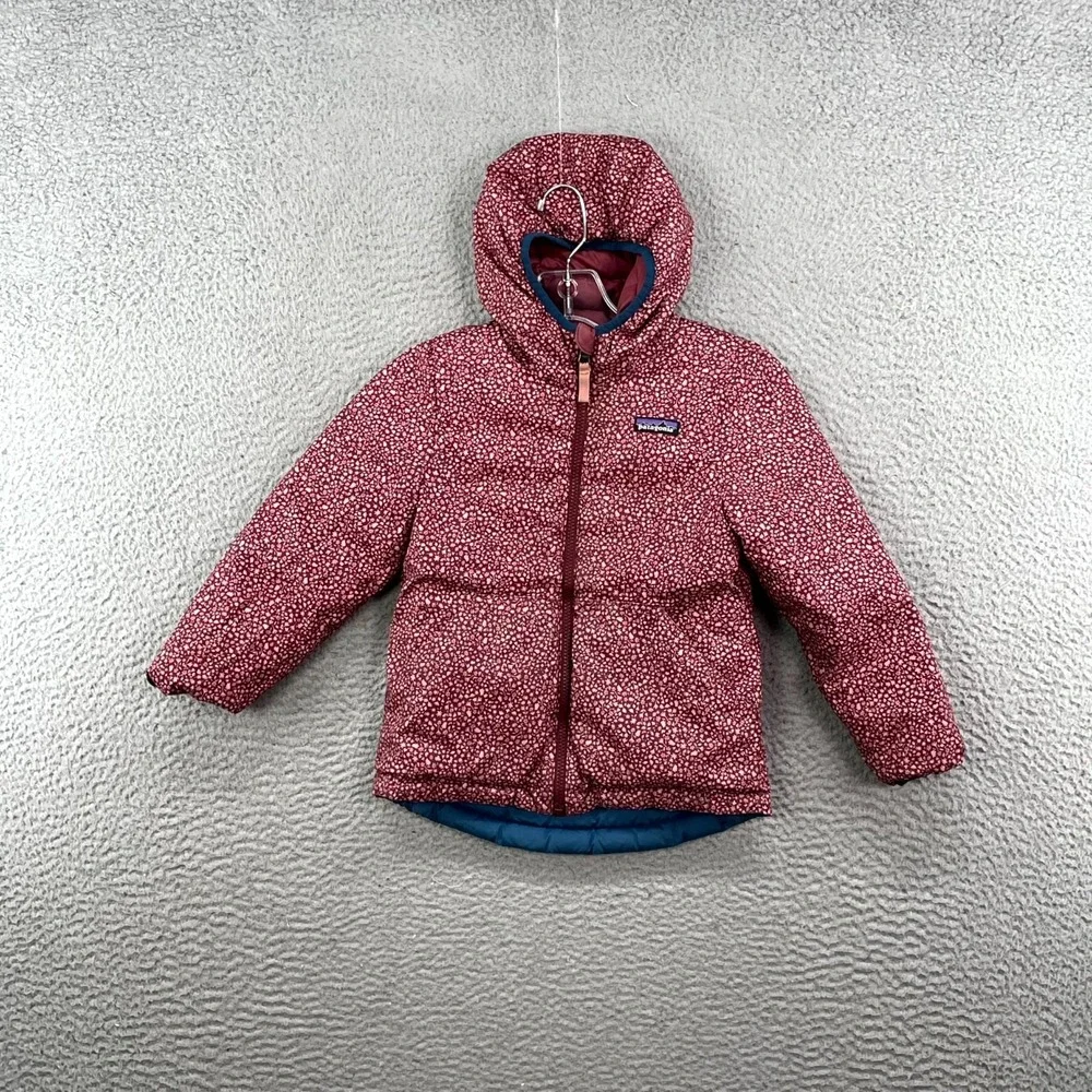 Patagonia Reversible Down Sweater Hoody Jacket Girls 5-7 Puffer Windproof Travel